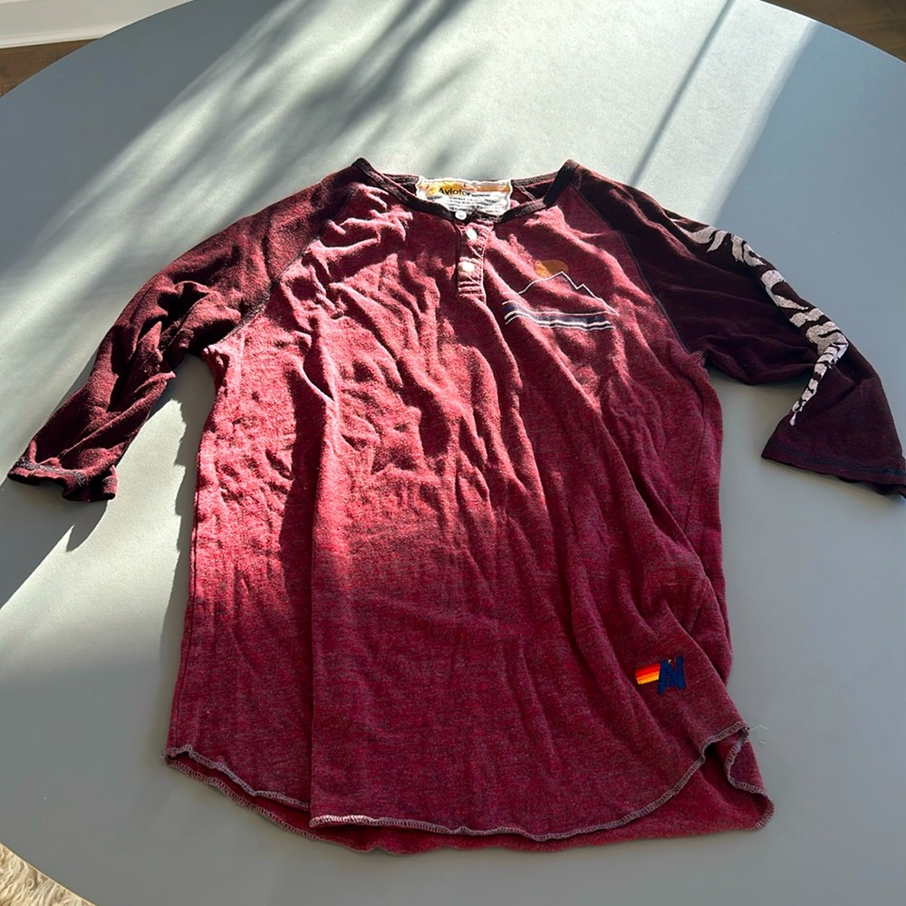 Aviatior Nation 3/4 sleeve ski chaser Henley.